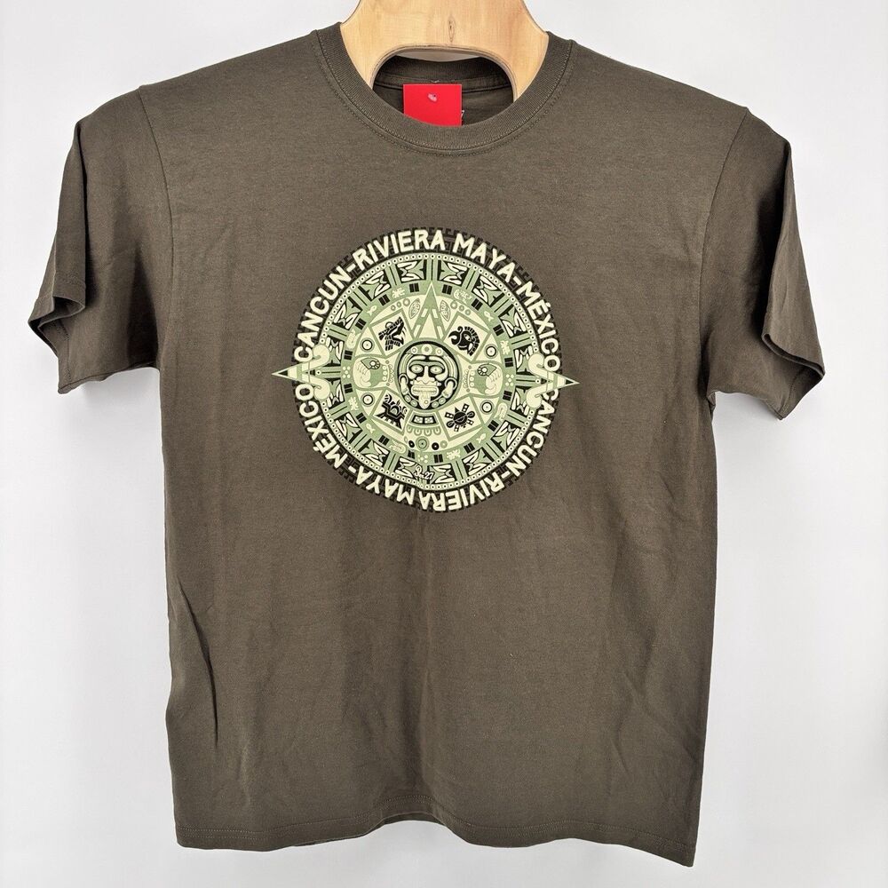 Pier 27 Men's L Cancun Riviera Maya Mexico Aztec Graphic T-Shirt Brown